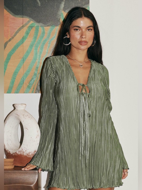 Princess Polly Dresses & Skirts - Malop Long Sleeve Mini Dress Sage - Size 2